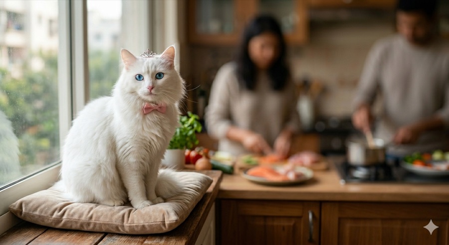 Healthy white cat
